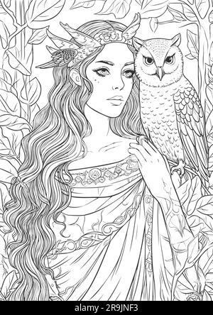 Realm enchanté, pages de livre de coloriage de princesse Illustration de Vecteur