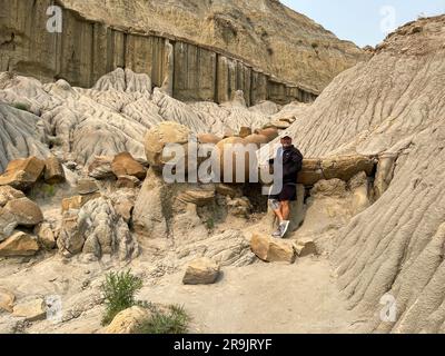 La zone des ballons de canon des collines et des montagnes des badlands dans le parc national Theodore Roosevelt, dans le Dakota du Nord. Banque D'Images