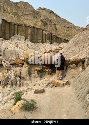 La zone des ballons de canon des collines et des montagnes des badlands dans le parc national Theodore Roosevelt, dans le Dakota du Nord. Banque D'Images