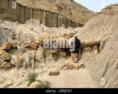 La zone des ballons de canon des collines et des montagnes des badlands dans le parc national Theodore Roosevelt, dans le Dakota du Nord. Banque D'Images