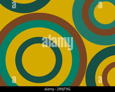 Papier peint abstrait avec cercles de couleurs vert, marron et jaune. Banque D'Images