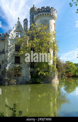 Le feu a endommagé la ruine du Château de la Mothe-Chandeniers Banque D'Images