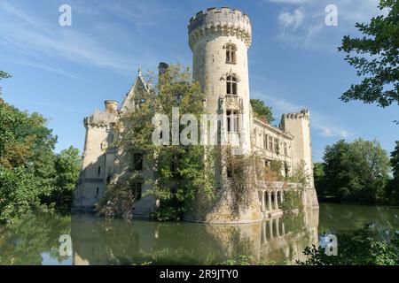 Le feu a endommagé la ruine du Château de la Mothe-Chandeniers Banque D'Images