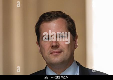 Londres, Royaume-Uni. 27th juin 2023. Robert Jenick, ministre de l'Immigration, arrive à une réunion du Cabinet au 10 Downing Street London. Crédit : Ian Davidson/Alay Live News Banque D'Images