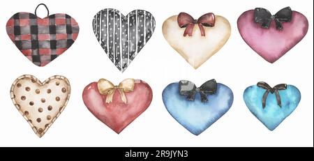 Watercolor heart clipart set, hand drawn valentines illustration Banque D'Images