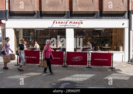 Franco Manca Sourdough Pizza Restaurant, High Street, Lincoln City, Lincolnshire, Angleterre, ROYAUME-UNI Banque D'Images