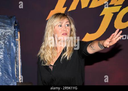 Paris, France. 26th juin 2023. Enora Malagre participe à la première « Indiana Jones et le cadran du destin » au Grand Rex sur 26 juin 2023 à Paris, France. Crédit : Victor Joly/Alamy Live News Banque D'Images