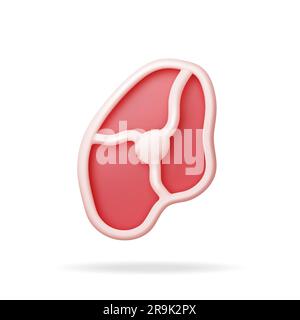 3D Steak de viande isolé sur blanc. Illustration de Vecteur