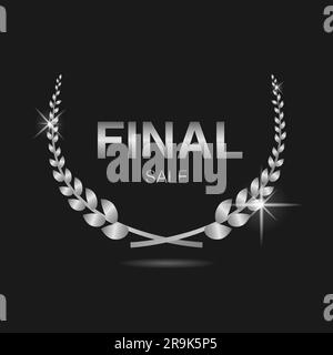 Lot d'étiquettes couronne Laurier argent solde final Illustration de Vecteur