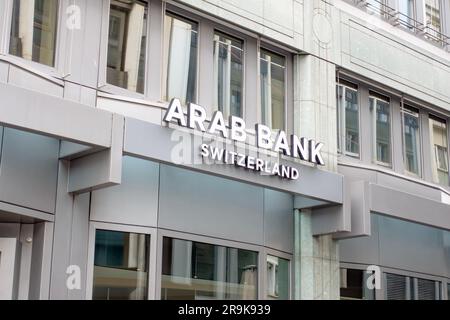 Genève, Suisse - 14 janvier 2023 : Banque arabe (Suisse) à Genève. La Banque arabe est l'une des plus grandes institutions financières du Moyen-Orient. Banque D'Images