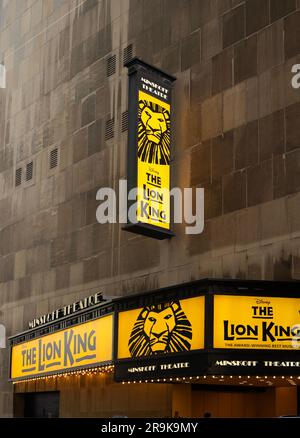 Le Roi Lion sur Broadway au théâtre Minskoff à Manhattan NYC Banque D'Images