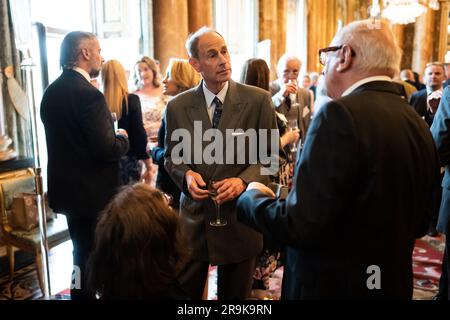 Le duc d'Édimbourg lors d'une réception pour les lauréats du King's Award for Enterprise, au Palais de Buckingham à Londres. Date de la photo: Mardi 27 juin 2023. Banque D'Images