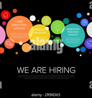 Nous embauchons un modèle de circulaire minimaliste – à la recherche de nouveaux membres de notre équipe qui embauchent un nouveau membre de l'équipe de l'entreprise – simpl Illustration de Vecteur