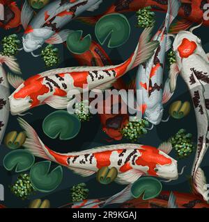 Motif sans couture avec poissons koï. Vecteur. Illustration de Vecteur