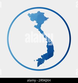 Icône Vietnam. Carte polygonale du pays en anneau de gradient. Panneau rond bas en polyéthylène Vietnam. Illustration vectorielle. Illustration de Vecteur