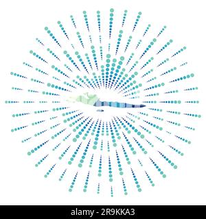 Forme des îles Hvar et Dalmatiennes, rafale polygonale. Carte de l'île avec des rayons d'étoiles colorés. Illustration des îles Hvar et Dalmatie en numérique Illustration de Vecteur