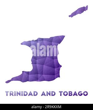 Carte de Trinité-et-Tobago. Faible illustration poly du pays. Motif géométrique violet. Illustration de vecteur polygonal. Illustration de Vecteur