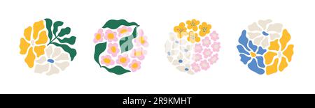 Des éléments vectoriels sont définis pour les couvertures de l'histoire des médias sociaux. Illustrations abstraites dessinées à la main au printemps et en été. Illustration de Vecteur