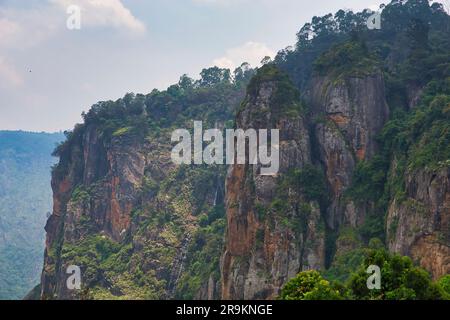 Un gros plan de la nature dans les montagnes Al-Faifa à Jazan, Arabie Saoudite. Les montagnes s'élèvent à plus de 1 800 mètres au-dessus du niveau de la mer et s'élèvent à environ 100km Banque D'Images