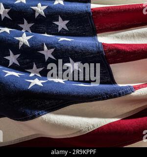 Gros plan d'un drapeau des États-Unis en coton Banque D'Images
