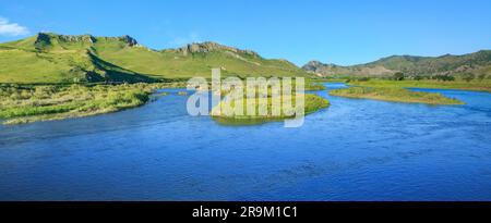 panorama de la rivière missouri à pelican point accès de pêche près de hardy, montana Banque D'Images