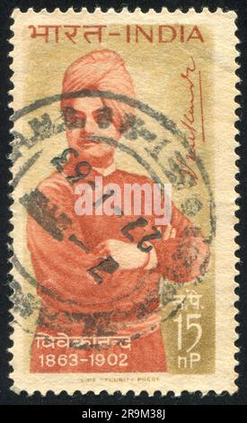 INDE - VERS 1962: Timbre imprimé par l'Inde, montre Swami Vivekananda, vers 1962 Banque D'Images
