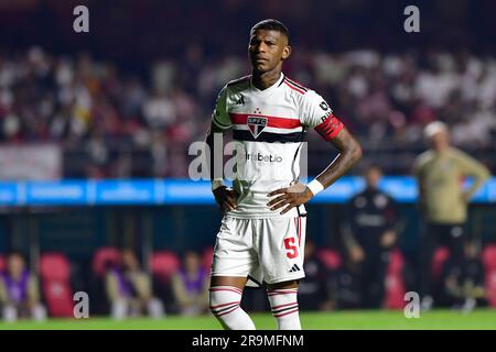 São Paulo (SP), 27/06/2023 - Futebol/SÃO PAULO-TIGRE (ARG) - Arboleda de São Paulo - match entre São Paulo x Tigre (ARG), valable pour le sixième tour de la scène de groupe, de la Copa Sudamericana, tenue au stade de Morumbi, zone sud de São Paulo, dans la nuit de ce mardi, 27. Banque D'Images