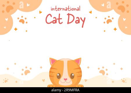 illustration de la journée internationale des chats avec un chat mignon Illustration de Vecteur