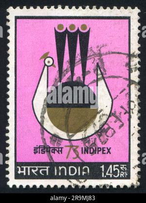 INDE - VERS 1973: Timbre imprimé par l'Inde, montre INDIPEX 73 Emblem, vers 1973 Banque D'Images