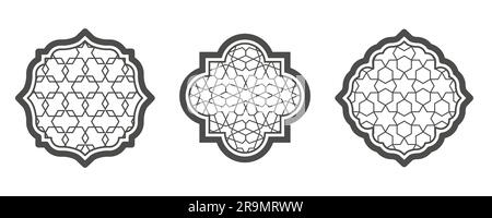 Fenêtre de Ramadan avec motif. Architecture arabe en forme de vecteur dans la mosquée. Cadre de voûte Arabesque avec ornement. Illustration de Vecteur