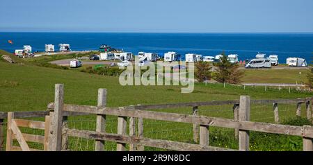 Sango Sands Oasis, caravane et camping, Durness, Sutherland, Écosse, Royaume-Uni Banque D'Images