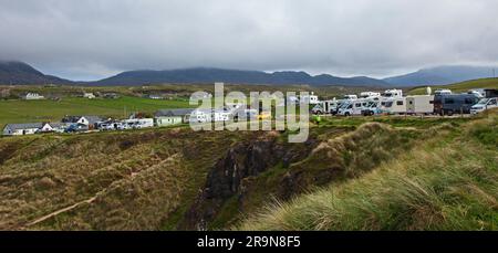 Sango Sands Oasis, caravane et camping, Durness, Sutherland, Écosse, Royaume-Uni Banque D'Images