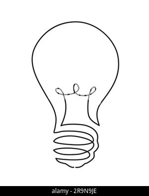 Illustration vectorielle d'un dessin continu d'une ligne d'une ampoule électrique. Concept créatif de l'idée, affaires Illustration de Vecteur