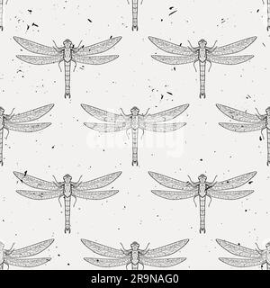 Motif vectoriel sans coutures avec libellules Illustration de Vecteur