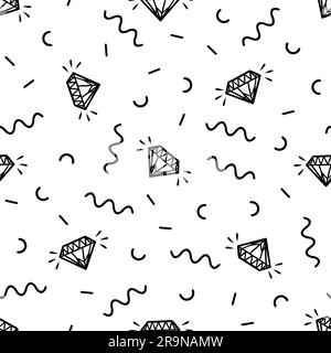 Motif memphis rétro sans couture vectoriel avec diamants vintage et éléments géométriques. Géométrie tendance chaotique dans le style des vêtements taille basse. Convient aux affiches, co Illustration de Vecteur