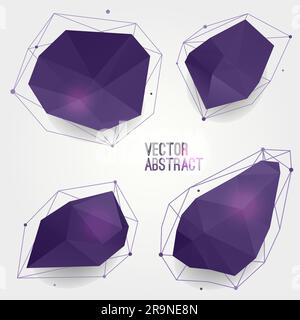 Ensemble vectoriel de formes modernes abstraites en cristal avec des lignes et des cercles. Peut être utilisé comme étiquettes, bulles pour le site Web, infographie, bannière. Illustration de Vecteur