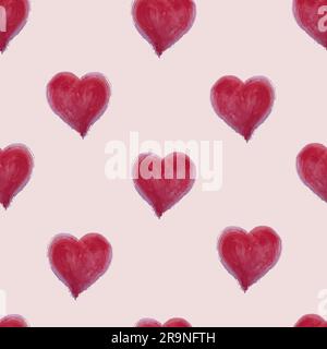Motif vectoriel sans couture avec coeurs aquarelle. Peut être utilisé pour la Saint-Valentin ou le mariage Illustration de Vecteur