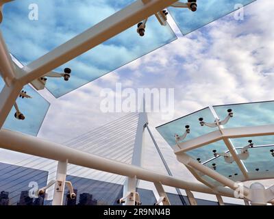 Nommé d'après le grand philosophe et humaniste hollandais de la renaissance, le magnifique nouveau pont suspendu de Rotterdam ajoute considérablement à la ville Banque D'Images