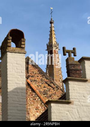Avec sa flèche de 116m, l'église catholique de notre-Dame, Bruges, domine visuellement la ville. C'est sa structure la plus haute, et la troisième plus haute brique Banque D'Images