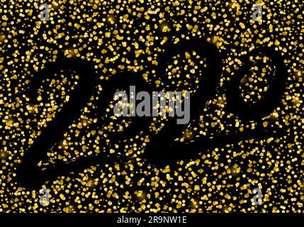 Illustration du nouvel an 2020 de luxe doré vectoriel avec confetti scintillants pour carte de vœux, calendrier, bannière Illustration de Vecteur