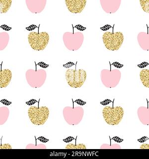 Motif vectoriel sans couture avec pommes. Design scandinave Illustration de Vecteur