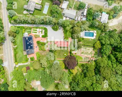 Vue aérienne de Judith et gerson leibers maison dans l'est de hampton, ny Banque D'Images