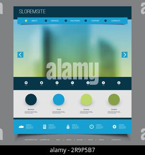 Conception de site Web pour votre entreprise avec l'arrière-plan d'image de Skyscraper flou Illustration de Vecteur