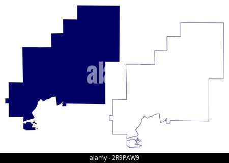 Ville du Grand Sudbury (Canada, province de l'Ontario, Amérique du Nord) carte illustration vectorielle, croquis à tracer carte du Grand Sudbury Illustration de Vecteur