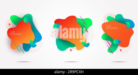 Ensemble vectoriel avec 3D formes fluides géométriques modernes. Formes liquides dynamiques abstraites à gradient fluide. Illustration de Vecteur