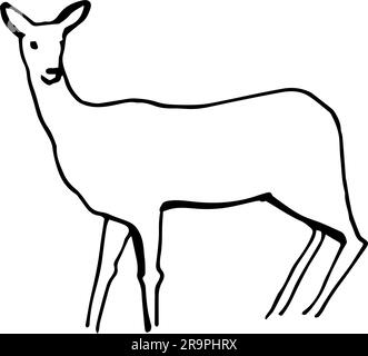 Deer dessin à la main de ligne d'illustration vectorielle isolée sur fond blanc. Illustration de Vecteur