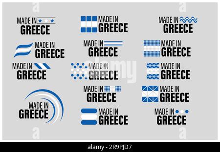 Ensemble d'étiquettes et de motifs en Grèce. Élément d'impact pour l'utilisation que vous voulez en faire. Illustration de Vecteur