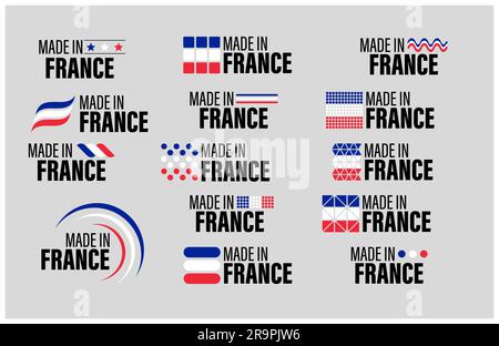 Ensemble d'étiquettes et de motifs fabriqués en France. Élément d'impact pour l'utilisation que vous voulez en faire. Illustration de Vecteur