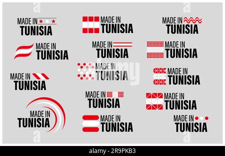 Ensemble d'étiquettes et de motifs en Tunisie. Élément d'impact pour l'utilisation que vous voulez en faire. Illustration de Vecteur
