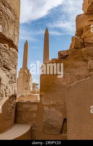 Obelisks de Thumosis I et Hatshepsut, Karnak, Louxor Banque D'Images